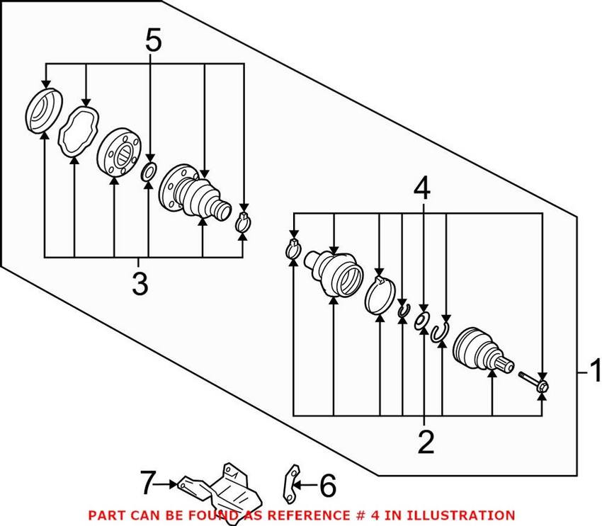 Audi VW CV Joint Boot Kit - Rear Outer 3D0598203